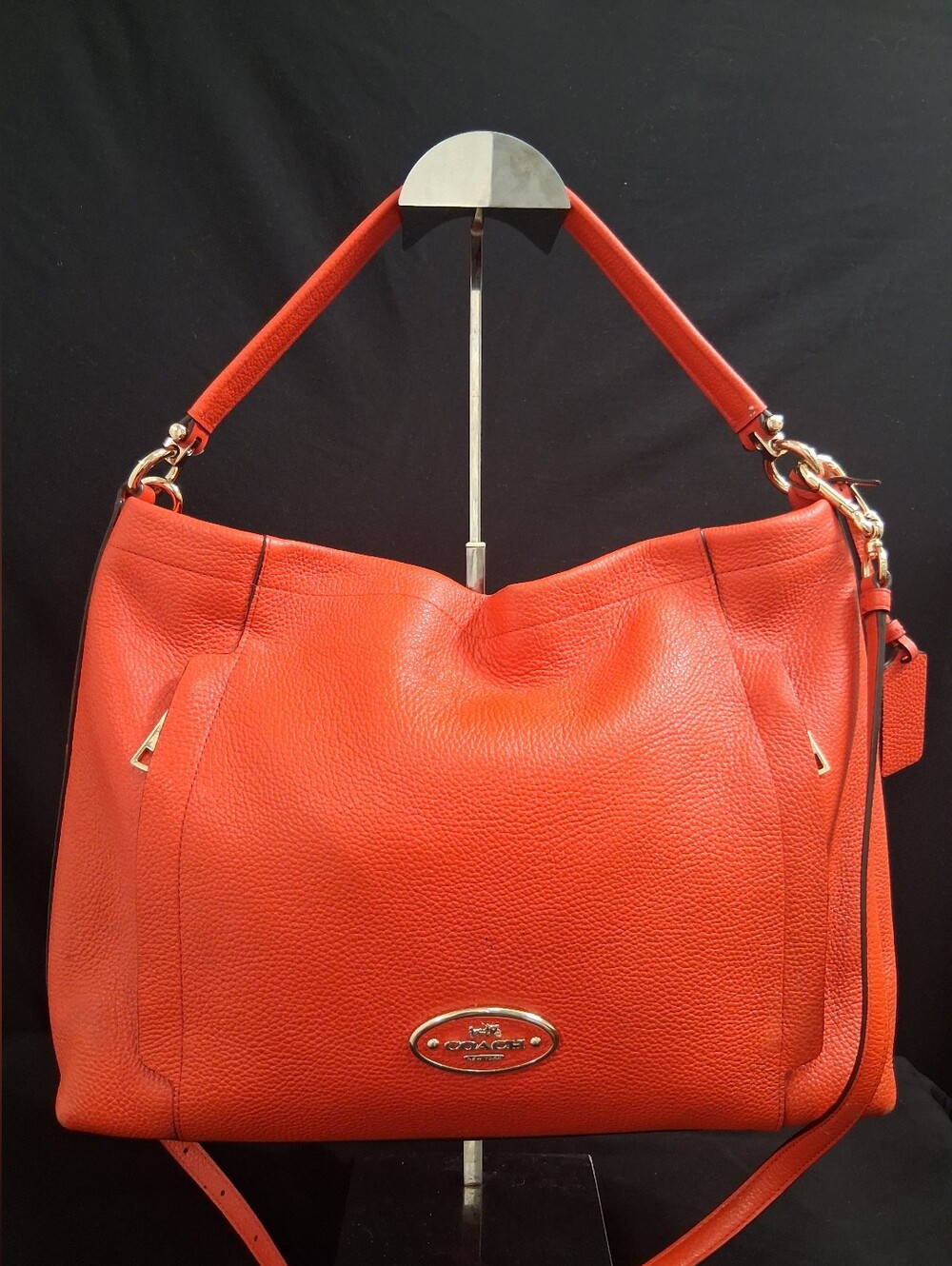 Coach Scout Hobo Purse Orange Pebble Leather W/ Pebble Leather Orange Wristlet - Picture 2 of 16